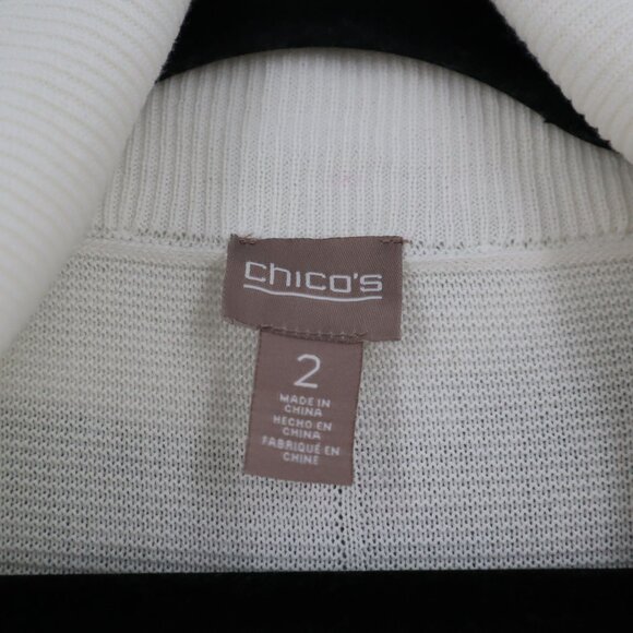 Chico's Cowl Neck Sweater Women M White Classic Minimalist Casual Layering - Picture 2 of 10